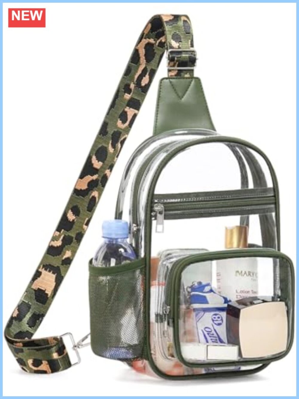 Clear Crossbody Sling Bag Stadium Approved PVC Waterproof Adjustable Strap